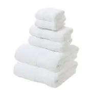 GGP White Luxury 6 Piece 100% Cotton Towel Set 2 Bath Towels, 2 Hand Towels, 2 Face Towels
