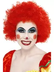 Red Clown Afro Wig Adults Curly Comey Circus Fancy Dress Accessory