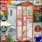 Large Wooden Bird Cage Wire Mesh Parrot Aviary House Waterproof Roof Fir Wood