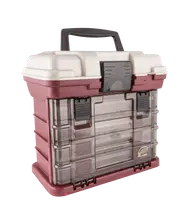 Plano 4 Bay Rack System 3500 Fishing Storage Tackle Box - Red Metallic Silver