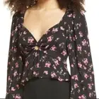 Afrm Floral Plunge Blouse Long Sleeve Top Size MEDIUM #06