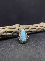 Native American Navajo golden hill turquoise Sterling Silver Ring Size 8.5