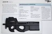 FN P-90 P90 Submachine Gun Picture Out of Print Spec Sheet Article Decor