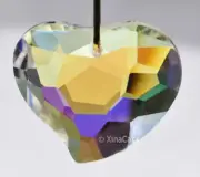 30mm Funky Heart Clear AB Coated Crystal Prism Pendant Suncatcher 1-3/16"