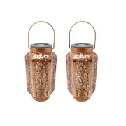 2pcs Solar Hexagon Hollow Lamp Metal LED Hanging Lantern Lights