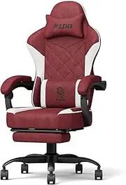 [PZDO] Gaming Chairs Gamer Chair, High Back Technology Fabric Gaming Chairs with Footrest & Thick Cushion Lumbar Support, Video Game Chairs for Teens Adults Kids (Red)