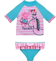 [Gifts Treat] Baby Girls Swimsuit Two Pieces Swimming Costume Swimwear Rash Vest Set UV Sun Protection Infant Sunsafe Swimming Bathing Suit for 12 18 24 Months