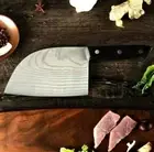 Chef Butcher Knife Laser Damascus Pattern Stainless Steel Wood Handle Cleaver L