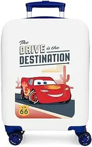Joumma Disney Destination Cars Cabin Suitcase White 33 x 50 x 20 cm Rigid 2 kg Combination Lock Side ABS 2 kg 33L Hand Luggage, White, One Size, Cabin Suitcase