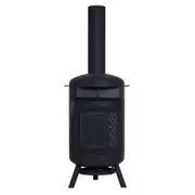 Glow Roma Chimenea with Pizza Cooking Ovem in Black