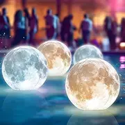 TIALLY Full Moon Floating Pool Lights Solar Powered - 14", That Float, Inflatable Waterproof Led Light Balls, Swimming Pool Accessories for Inground Pools, Party Decor for Outdoor (4 Pack)