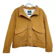 Bagatelle Collection L Cropped Corduroy Jacket Shacket Sherpa Lined Pockets NEW