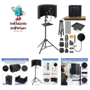 Microphone with Pop Filter & Tripod Stand, Foldable Mic Shield with Triple So...