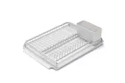 Brabantia Dish Drying Rack Kitchen Organiser w/ Utensils Holder + Drip Tray | Light Grey