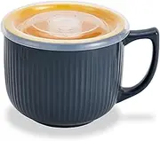 Ceramic Soup Bowl with Handle 32oz – Microwave Ramen Bowl with Lid, Soup Mugs & Cups for Cereal, Oatmeal, Ramen, Instant Noodle, Soup Container with Lid - (Gray)