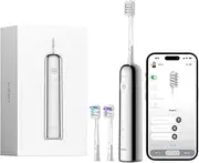 Laifen Wave Electric Toothbrush, Oscillation & Vibration Sonic Electric Toothbrush for Adults with 3 Brush Heads, IPX7 Waterproof Magnetic Rechargeable Travel Powered Toothbrush (Stainless Steel)
