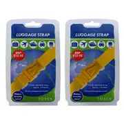 2x Tosca 1.8m Adjustable Luggage Suitcase Security Bag Buckle Strap - Yellow