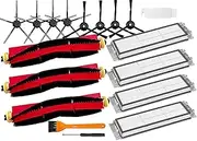YBVABE Replacement Parts for Roborock S6, Pure, S6 MaxV, S5, S5 Max, E4,S4, S4 Max Vacuum, 18 Pack - 3Main Brushes, 4 Filters, 8 Black Side Brushes- Enhance Your Cleaning Experience