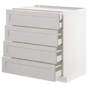 METOD base cb 4 frnts/2 low/3 md drwrs, white Maximera/Lerhyttan light grey, 80x60x80 cm
