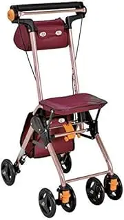 Walker,Lightweight Walker with Seat and Wheels,Collapsible Walkers for Seniors Portable Medical Mobility Walking Aids with Storage Bag Elderly Walking Frame,Red Little Surprise