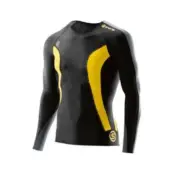 CLEARANCE!! Skins Dnamic Mens Compression Long Sleeve Top - Black / Citron