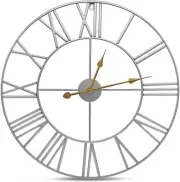 Sorbus Wall Clock - Roman Numeral Style - Battery Operated - 24 Inches (Silver)