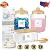 Versatile Glass Jars with Bamboo Lids and Labels for Practical Storage Solutions
