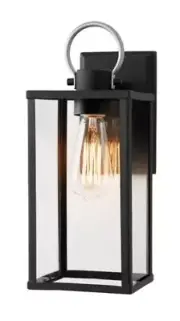 Hampton Bay Rimgate Medium Exterior Wall Lantern Matte Black silver Outdoor Ligh