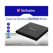 Verbatim USB 2.0 External Slimline CD/DVD Writer/Disc Burner For Laptop Black