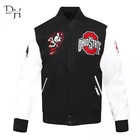 New Letterman Ohio State Black Wool and White Leather Sleeves Varsity Jacket