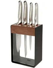 [Furi] Pro Limited Edition Knife Block Set 5 Piece in Natural/Stainless Steel