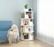 4-Tier Vesatile Spacious Rotating Swivel Wooden Bookcase Bookshelves 129cm White