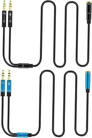 SHINEOFI 2Pcs Mic and Audio Headphone Splitter Cable Dual Connector Y Splitter for Headphones and Microphones Compatible with Smartphone and Computer Convenient Audio Accessory