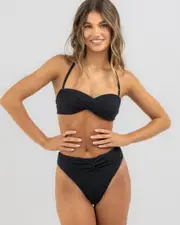 [Topanga] Topanga Women's Rockford Twist High Waist Bikini Bottom in Black Size 12 12 Black