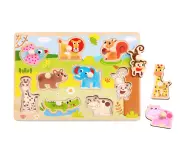 Tooky Toy Wooden Animal Peg Kids/Toddler Learning Play 30cm Puzzle Board 18m+