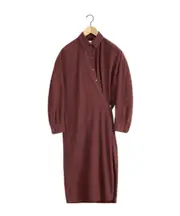 Lemaire Asymmetric Twisted Midi Shirt Dress FR44 Cocoa bean
