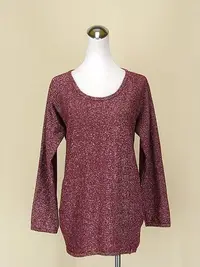 在飛比找Yahoo!奇摩拍賣優惠-貞新二手衣 MISS SEXY 專櫃 暗紅圓領袖棉質洋裝F號