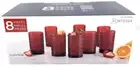 Fortessa Jupiter 8 piece drink glass set 13 oz Beaded design RED NEW with BOX