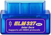 Supper Mini Bluetooth Car Code Reader Compatible with Android/Droid/Torque Support OBD2 OBD II ELM327 Power 2 - Blue