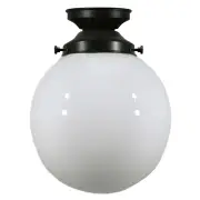 Opal Gloss Sphere 6&quot; Shade w 3 1/4&quot; Black Batten Fix Light