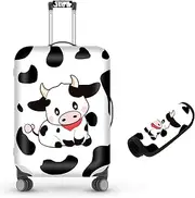 [Decahouy] Suitcase Cover for Luggage 18-21 Inch, Washable Elastic Anti-Scratch Luggage Protector, Durable Zipper Baggage Cover with Handle Wrap, Travel Accessories for Suitcase,, Black White Milk Cow