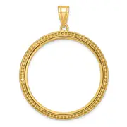 14K Yellow Gold Wideband Distinguished Coin Jewelry Polished And Beaded 32.0mm Prong Bezel Pendant