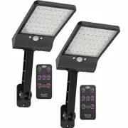 SOLAR OUTDOOR LIGHTS with Remote Color Temperature Adjustment 2 Pack HIGHYDROLED