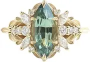 [Generic] Engagement Rings for Women Oval Cut Created Aquamarine Cubic Zirconia Wedding Band Promise Rings for Her