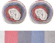 [FRANEL] Cotton Acrylic Yarn-45% Cotton 55% Acrylic, 2 Skeins of 100g Each, Soft Pastel & Gray - Purple Gradients, Perfect for Crocheting Knitting Scarves Shawls Blankets Gradient Variegated Yarn