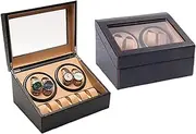 Watch Winder for Automatic Watches with 4 Winder Positions and 6 Display Dust-Proof Storage Space,PU-Watch Winders with Quiet Motor for Men and Women LWX