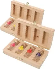 LOORGVEL Newborn Keepsake Box Wooden Organizer for Teeth Hair and Umbilical Cord Elegant Memory Storage with Glass Bottles for Showers and Special Occasions