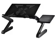 360-Degree Rotation Multifunctional Portable Folding Table with Fan & Mouse Tray