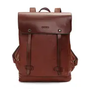 Men Women Vintage Backpack Pu Leather Laptop Bags Shoulder Bag Brown