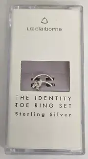 Vintage Liz Claiborne The Identity Sterling Silver CZ Toe Ring Set Initial R New
